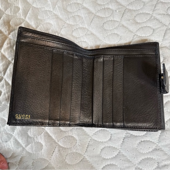 GUCCI RARE Authentic Bifold Black Horse Bit Stitch Leather Wallet W/COA - Picture 2 of 16